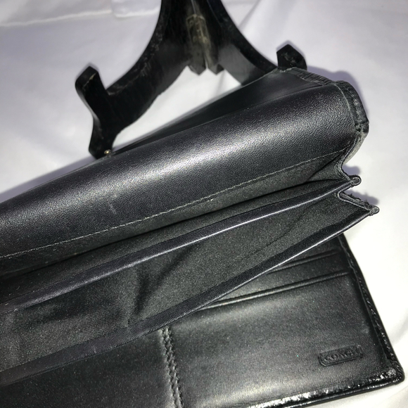 Coach Monogram Pleated Jacquard Gray & Black Canvas and Leather Long Wallet - Picture 11 of 12